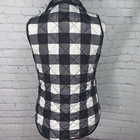 Aspen Black White Check Puffer Vest - S - Picture 4 of 8
